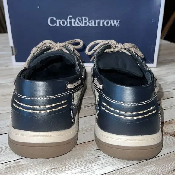 Croft & Barrow Connor Navy Boat Shoes Core Technology EUC Leather - Picture 3 of 14